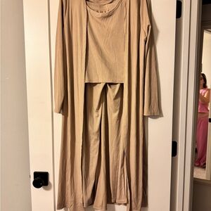 Tan Wide-Leg Pants 3 piece lounge outfit